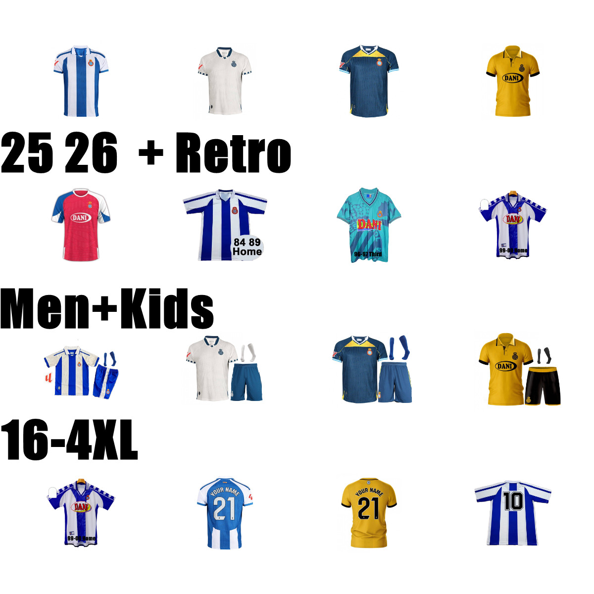2025 2026 RCD Espanyol R.D.T WU LEI Soccer Jerseys 1984 89 96 97 98 retro football Shirt PUADO PEDROSA EZZARFANI DAVID LOPEZ EMBARBA Camiseta de futbol MELENDO NICO M.R. 4XL