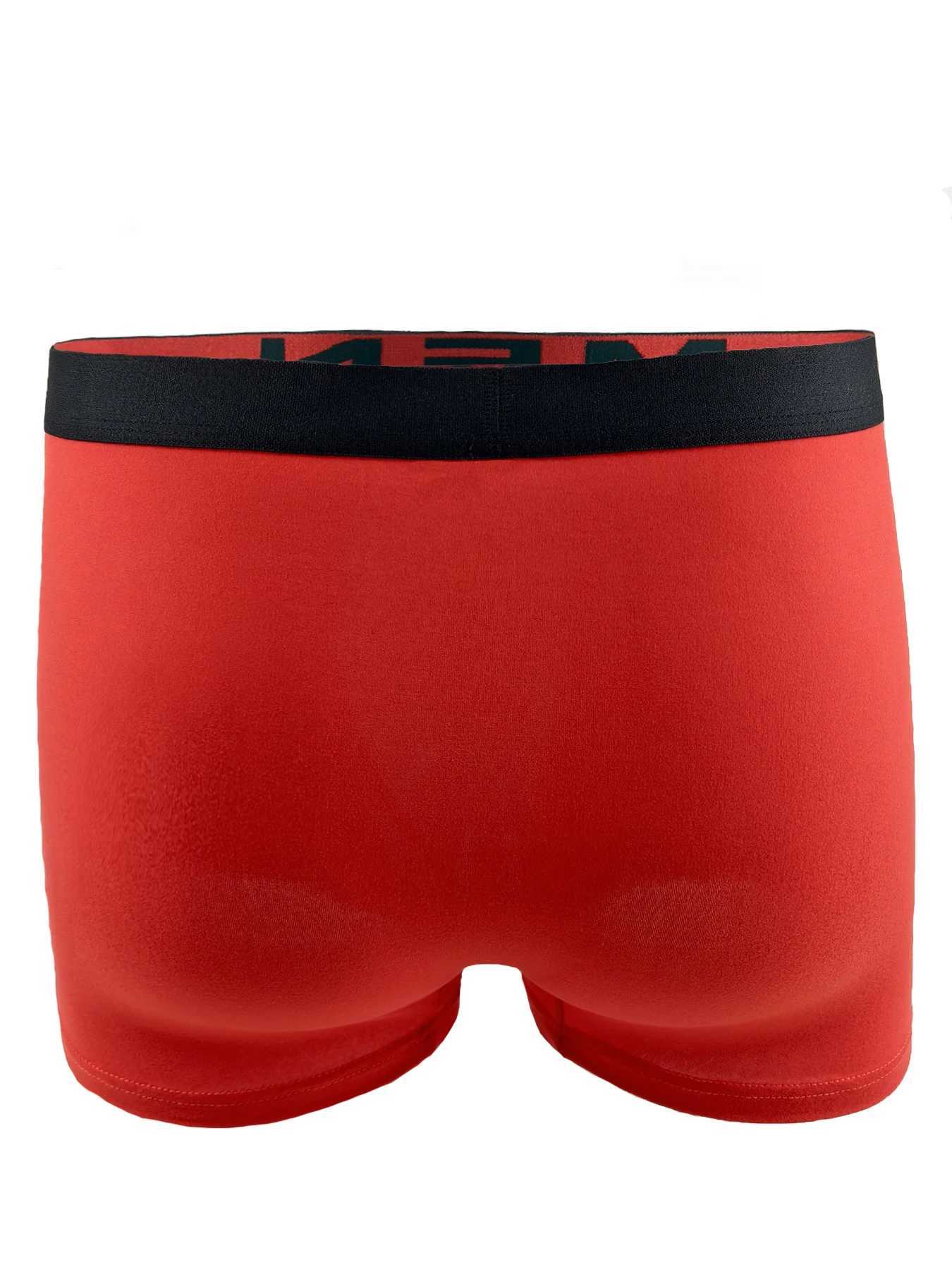 Mens 4Pack Polyester Boxer Briefs MEN Waistband Black Red Underwear SetT251031