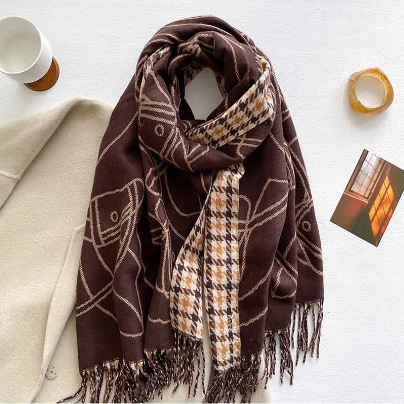Long Tassels Winter Cashmere Scarf Women Luxury Horse Print Female Shawl Wrap Scarves Lady Thick Warm Blanket Echarpe C251031