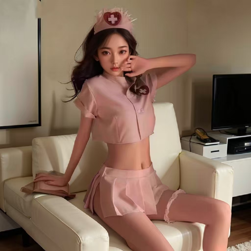 New hot selling nightgown set, sexy little nurse home pajamas
