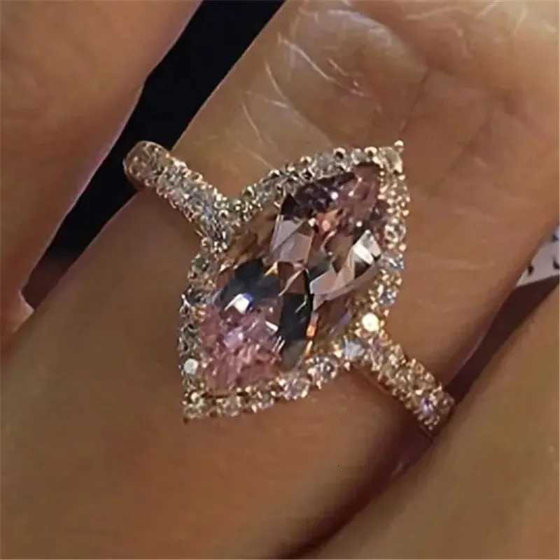 925 Sterling Silver Wedding Rings for Women Marquise Cubic Zirconia Temperament Elegant Champagne CZ Rings Trendy JewelryXJ251031