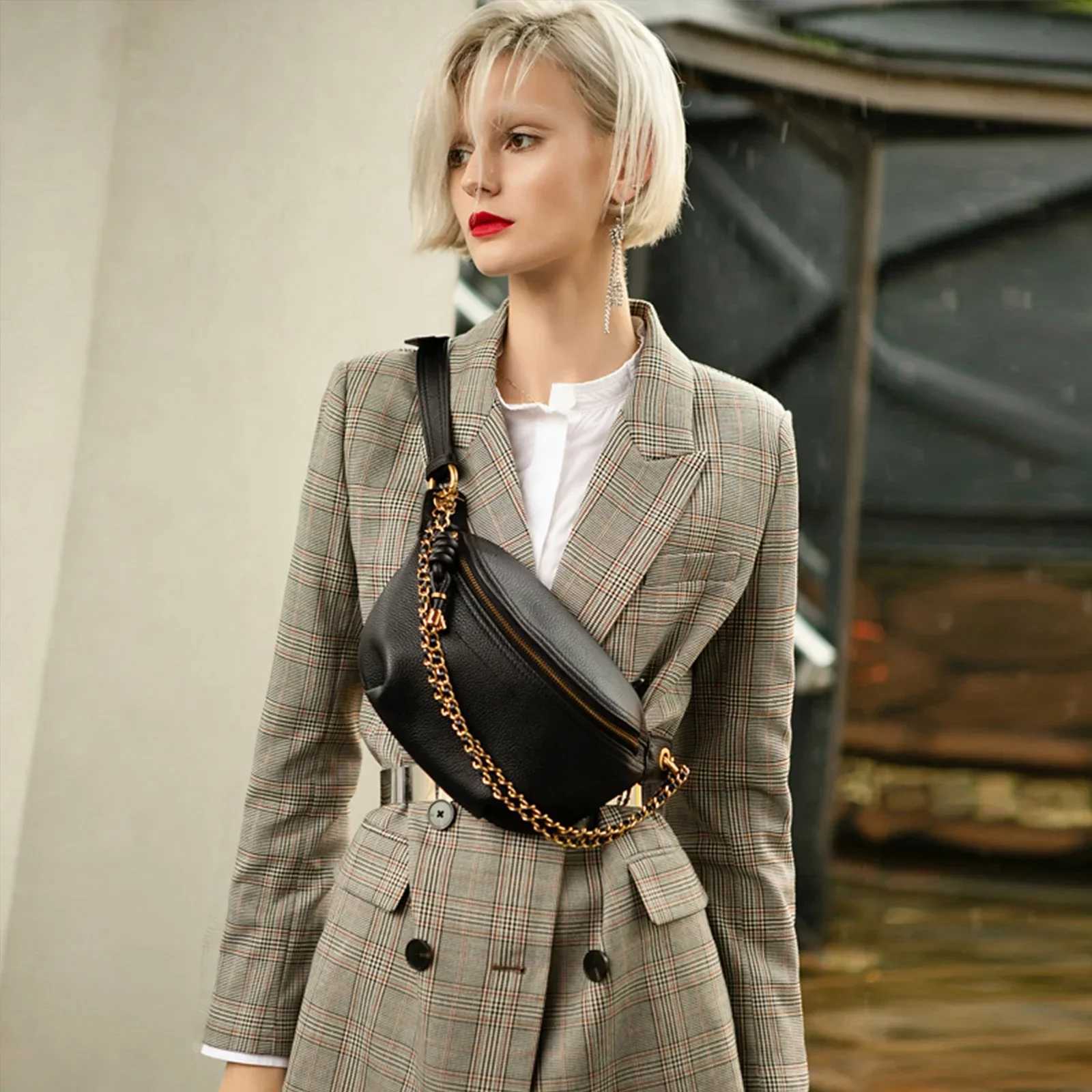 ITAMOOD Genuine Leather Waist Packs for Women Fashion Fanny Pack Belt Bag Luxury Designer Trendy Crossbody Bag W251031