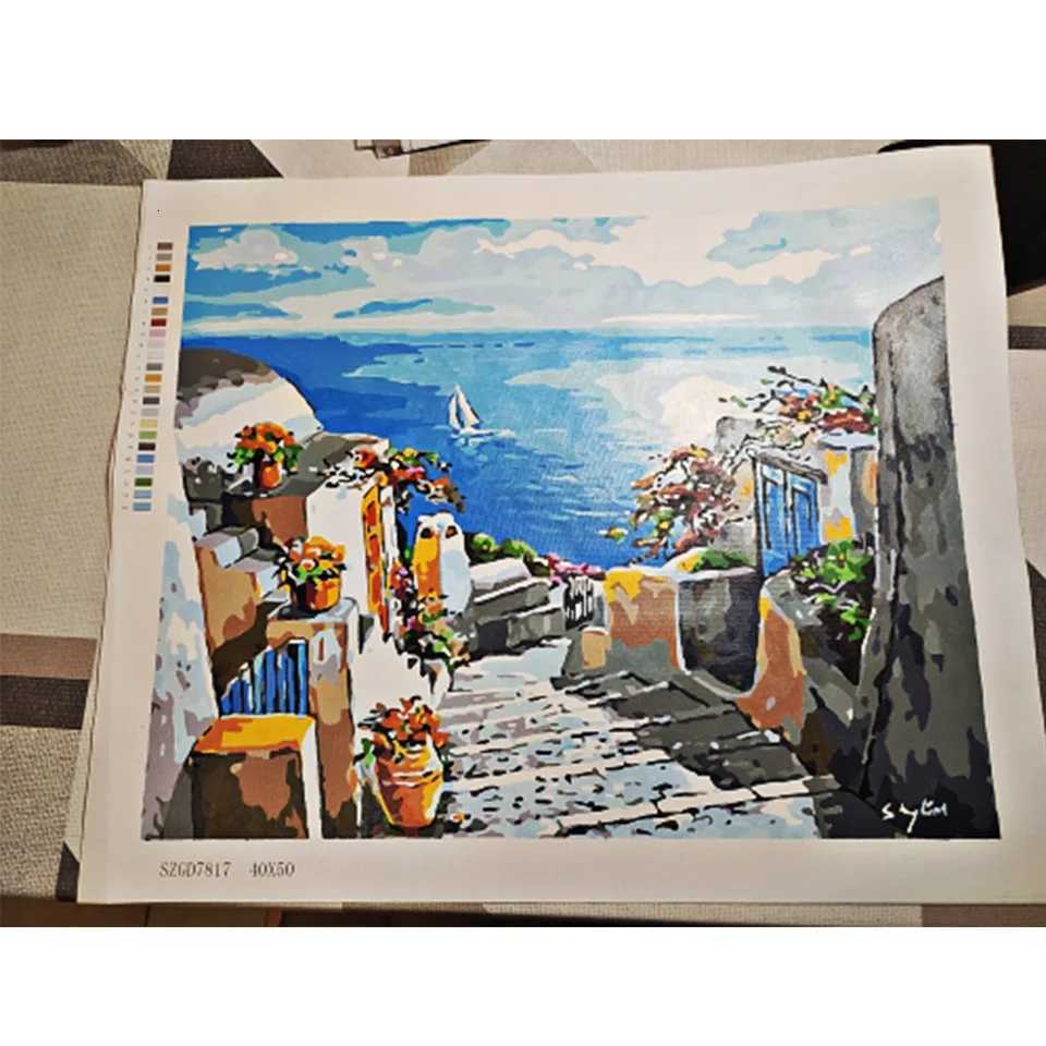 AZQSD Painting By Numbers DIY City Landscape Room Wall Art Unframed Oil Paint For Adults Home Decoration 50x40cm C251031