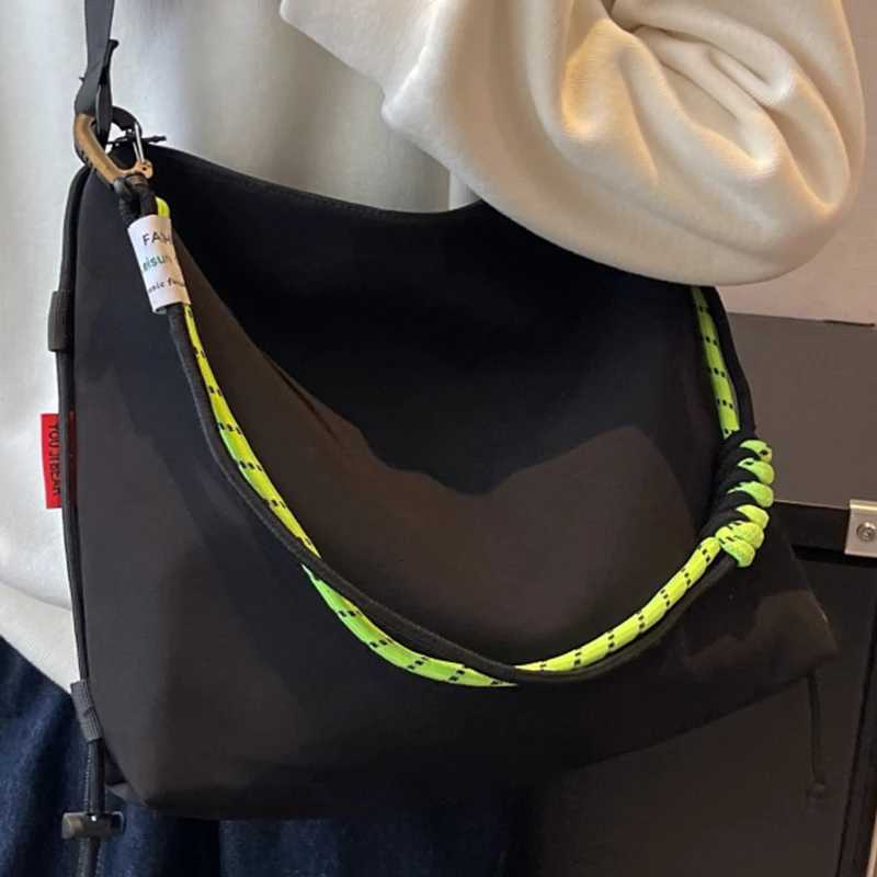 Unisex Leisure big Nylon Crossbody Bag Black Korean style Sweethearts Laptop Shoulder Bags Coloured Elastic Rope Lovers Handbag W251031