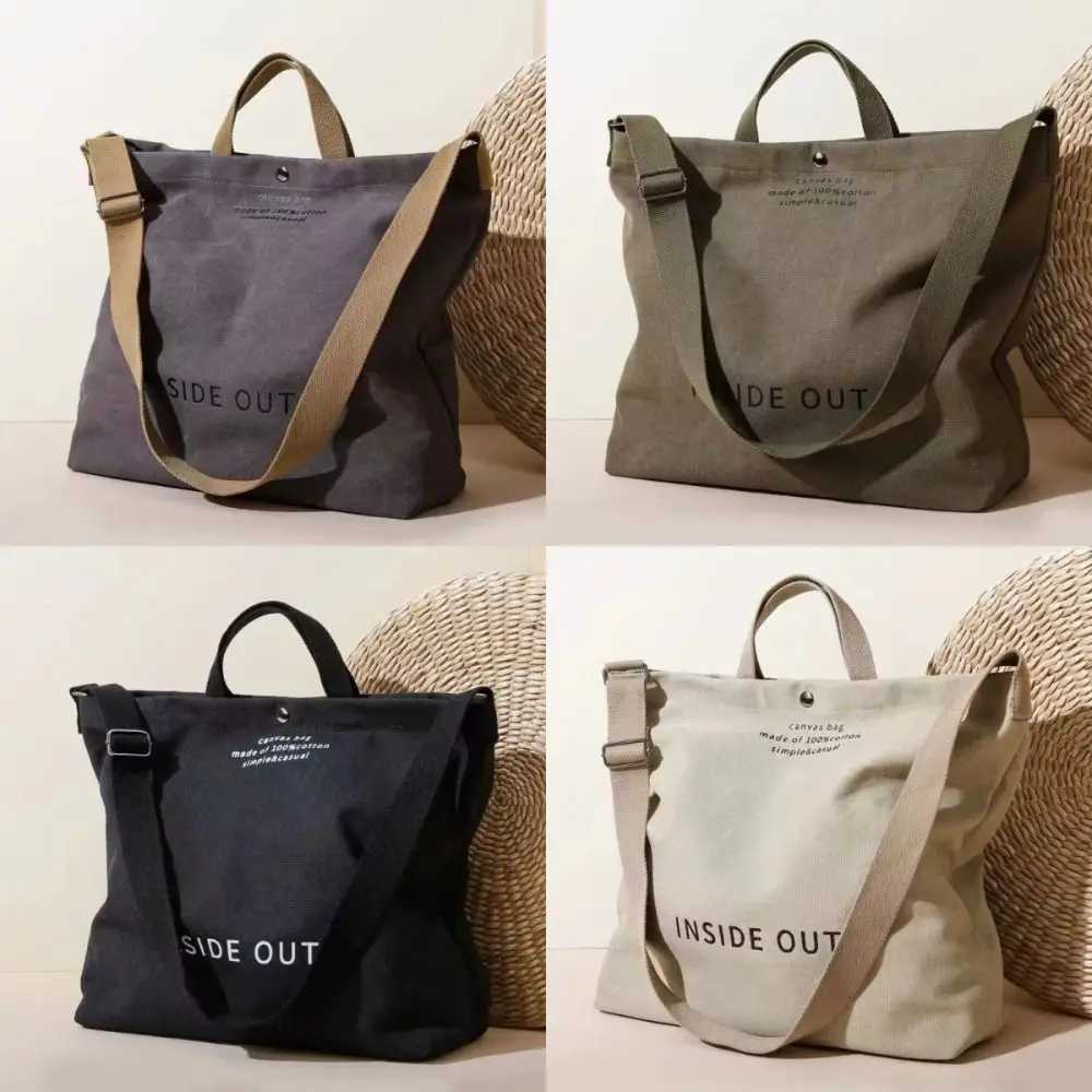 Upgrade Canvas Shoulder Tote Bag Large Capacity Zipper Students Book Bag Casual Solid Color Handbags Birthday Gifts W251031