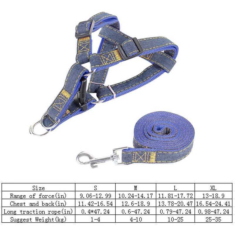 Pet chest and back thick wearresistant vest denim sewn cloth chest and back dog leash pet leash is durable C251031