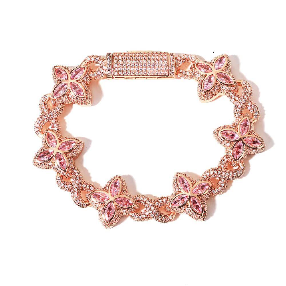 Wholesale FourLeaf Clover S925 Silver Moissanite HipHop Fashion Bracelet for Men Colorful CrossBorder Design