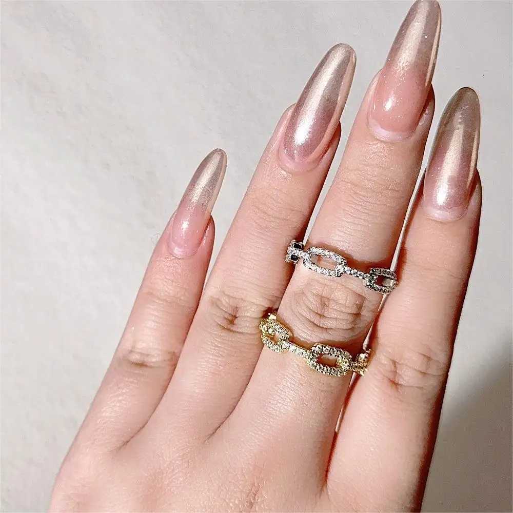 Chic Dazzling Cuban Link Chain Rings for Women Ice Out Micro Pave Zirconia Tennis Ring Fashion Accessories Hiphop Rock JewelryXJ251031