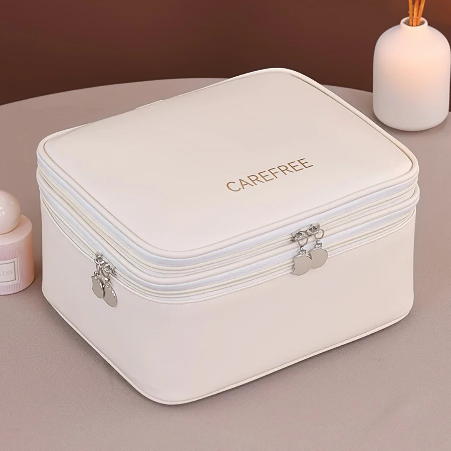 Large Capacity Cosmetic Bag Makeup Toiletries Organizer PU Leather Portable Travel Toiletry Pouch Women Makeup Storage Bag 251031