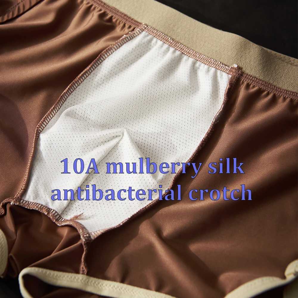 3PCSPack Luxury Solid Satinlike Boxer Man Cool 10A Antibacterial Silk Ushape Pouch Mens Panties High Elastic Wais UnderpantsT251031