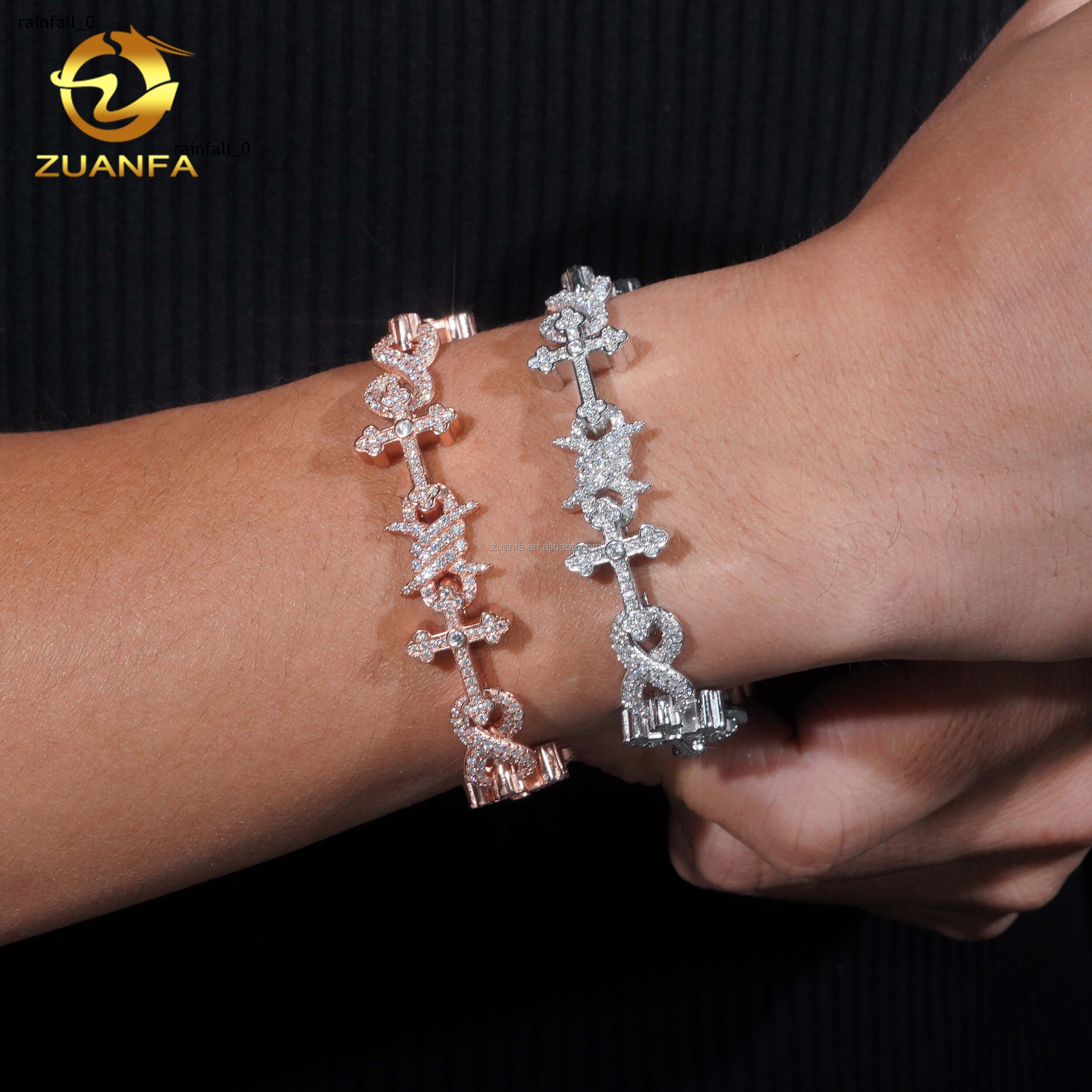 925 Silver VVS Moissanite Diamond New Arrival Hip Hop Style Jewelry Custom Iced Out CrossThorn Infinity Cuban Link Bracelet