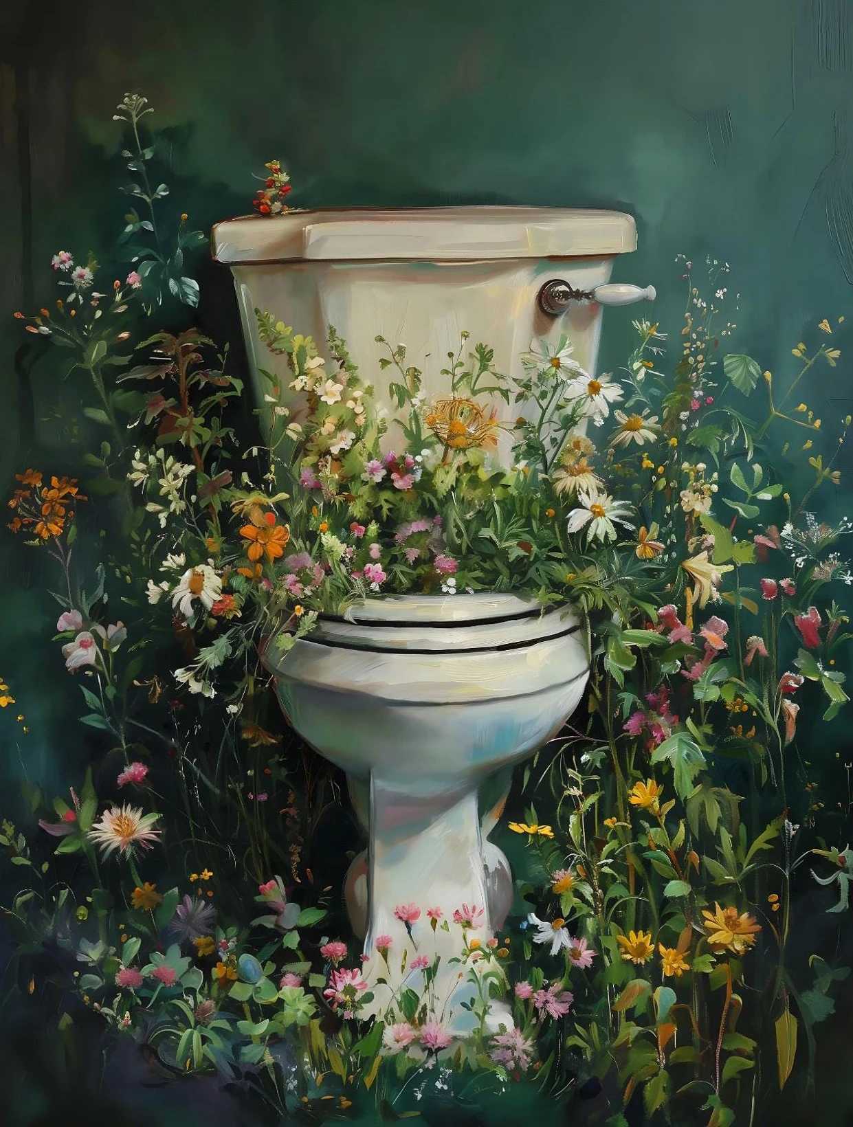 Retro Plant Bathroom Gothic Style Flowers And Plants Cat Duck Toilet Paper Posters Canvas Painting Wall Art Pictures Home Decor C251031