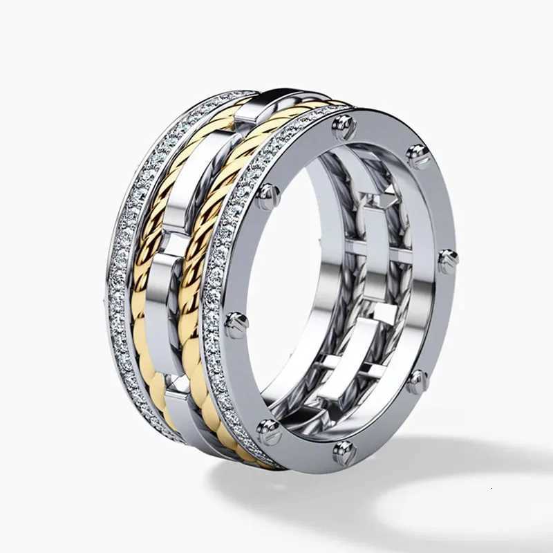 925 Sterling Silver Hip Hop Finger Rings for MenWomen Two Tone Twist Design Punk Couple Rings Lovers Wedding JewelryXJ251031