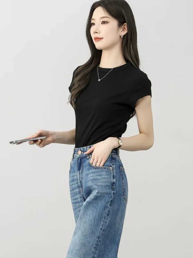 SENTUBILA Womens High Waist Straight Leg Jeans Autumn 2025 Cotton Denim Retro Vintage Slim Fit Trousers Collection W53NE2047 J251031