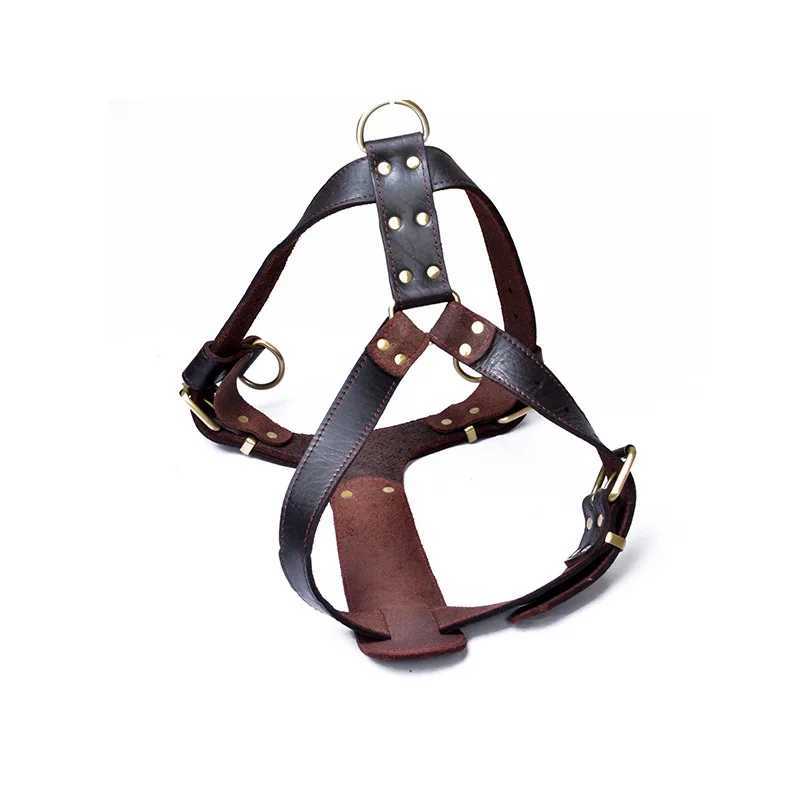 Natural leather dog harness dog leather collar with adjustable chest circumference suitable for Samoyed Husky Alaska Snow Dog C251031