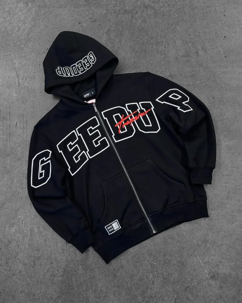 Letter Print Harajuku High Street Trend Oversized Zipper Hoodies Women Y2K Hip Hop Retro Rock Casual Sweatshirt Men 251030