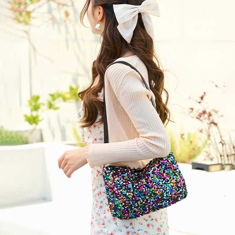 Womens Shiny Sequins Evening Clutch Bag Ladies Dinner Party Wedding Phone Purse Handbag Female Trendy Underarm Shoulder Bag W251031