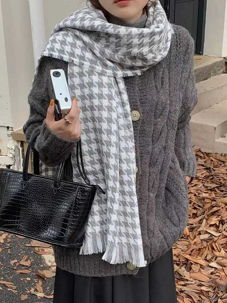 Imitation Cashmere Women Scarf Winter Vintage Houndstooth Scarve Mujer Female Foulard Bufanda Wrap Shawls Echarpe Hiver C251031