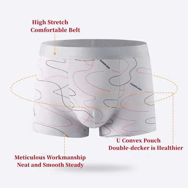 8PcsLot Mens Sexy Underwear Boxer Shorts Milk Silk Soft Comfortable Fabric Fashion Print Breathable Antibacterial Mens ShortsT251031