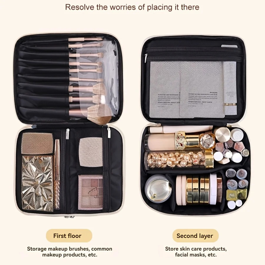 Large Capacity Cosmetic Bag Makeup Toiletries Organizer PU Leather Portable Travel Toiletry Pouch Women Makeup Storage Bag 251031