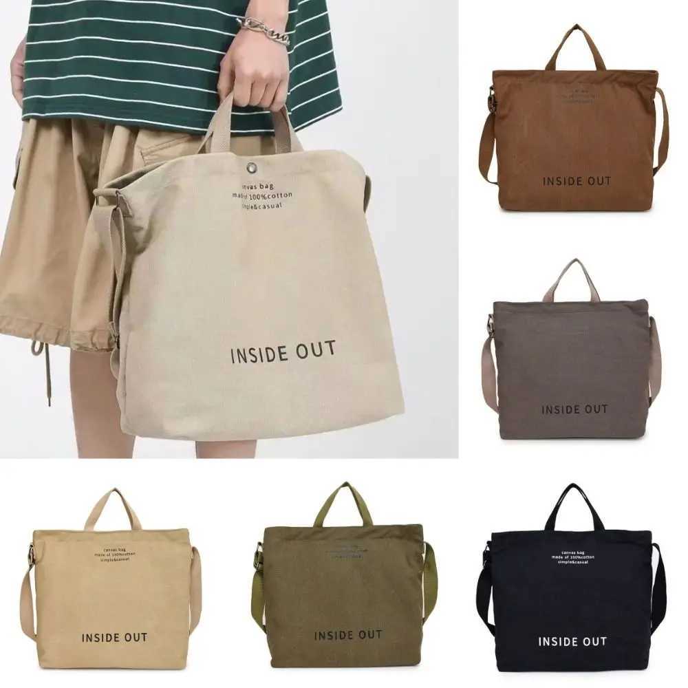 Upgrade Canvas Shoulder Tote Bag Large Capacity Zipper Students Book Bag Casual Solid Color Handbags Birthday Gifts W251031