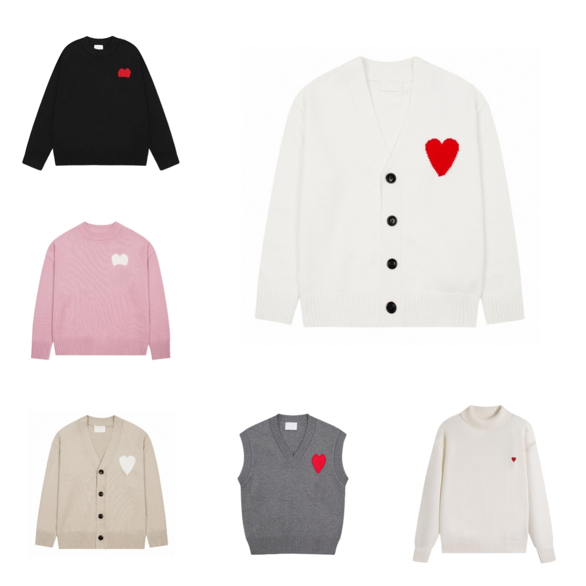 Designer sweater men women Heart Pattern Round Neck Knitwear Luxury sweatshirts Lover A-line Small Red Heart Sweater Warm coat Top