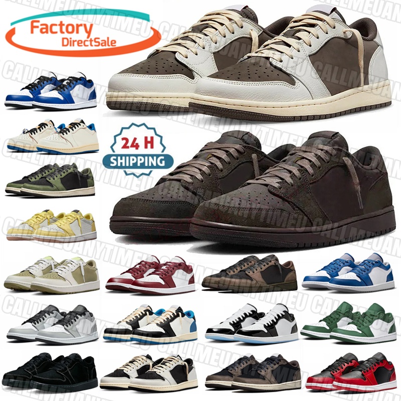 Mens Shoes 1 Factory direct sales Reverse Mocha Leather rubber Low basketball shoes Breathable Womens Sneakers Brown wholesale discounts outdoor trainers