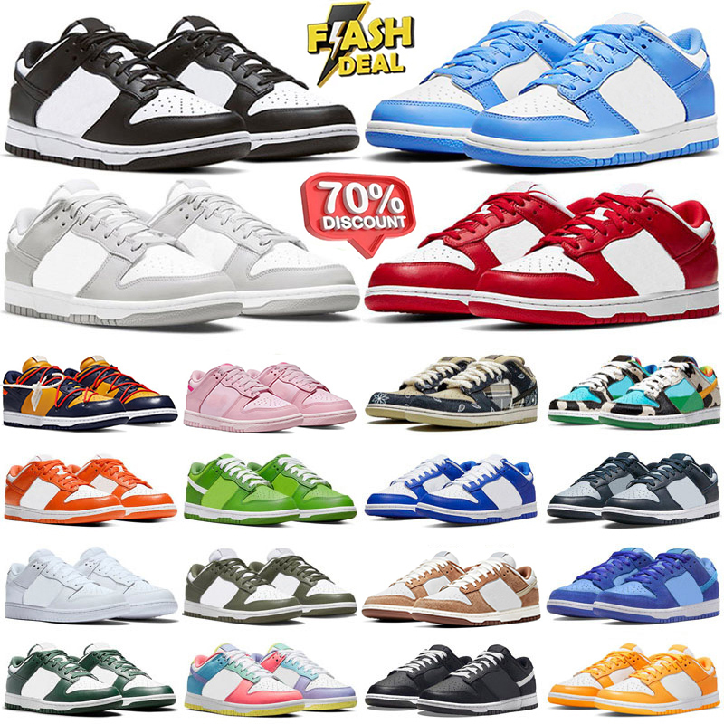 Designer Running Shoes Men Women Flat Sneakers Panda Triple White Black Grey Fog Orange Pink University Blue Green Red Hiking Outdoor Sports Trainers 36-47