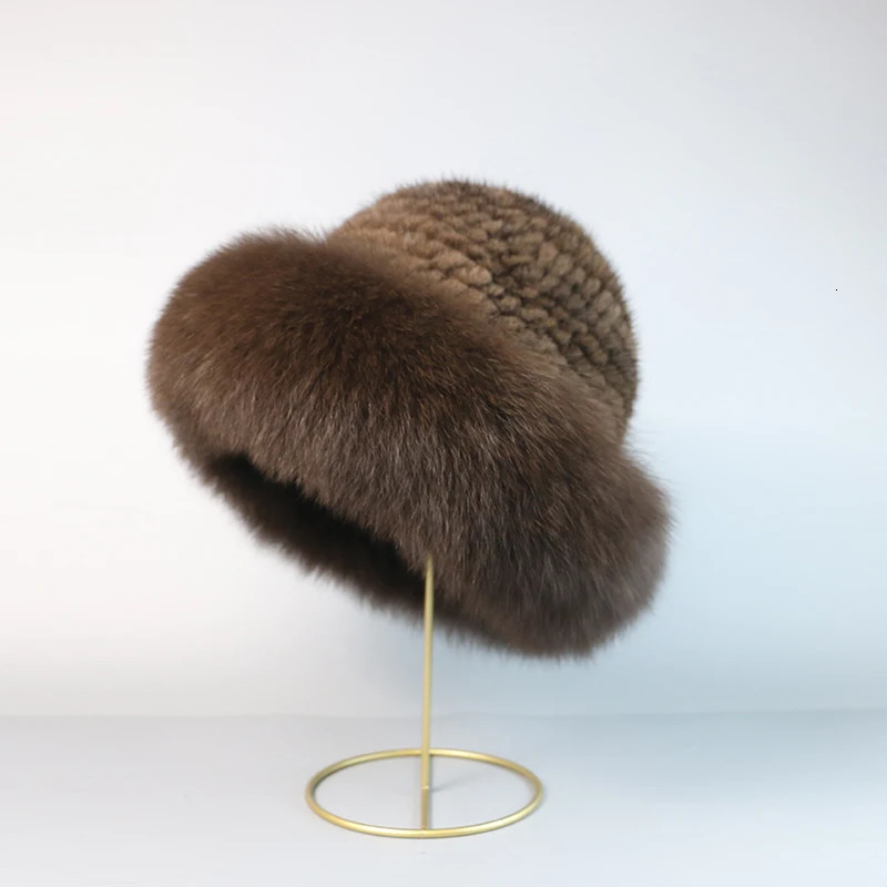 Real mink fur woman hat Fox fur beanie caps Winter woman hats Fashion mink fur knit hat 251028