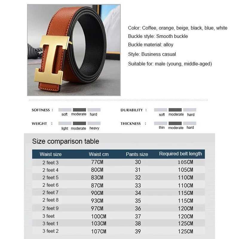 2025 New Casual Mens Belt High Quality Designer Genuine Second Cow Leather Belts Strap Male Metal Smooth Buckle FashionW251030