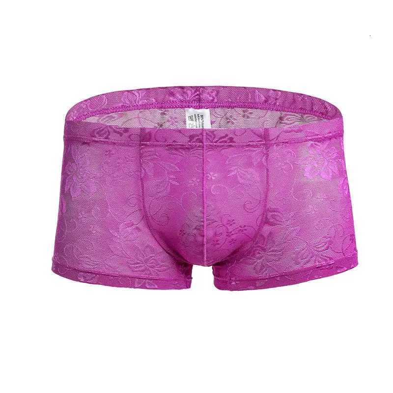 See Through Lace Underwear Men Boxers Sexy Transparent Low Waist Breathable Underpants Mesh Male Boxer Boxershorts PantiesT251031
