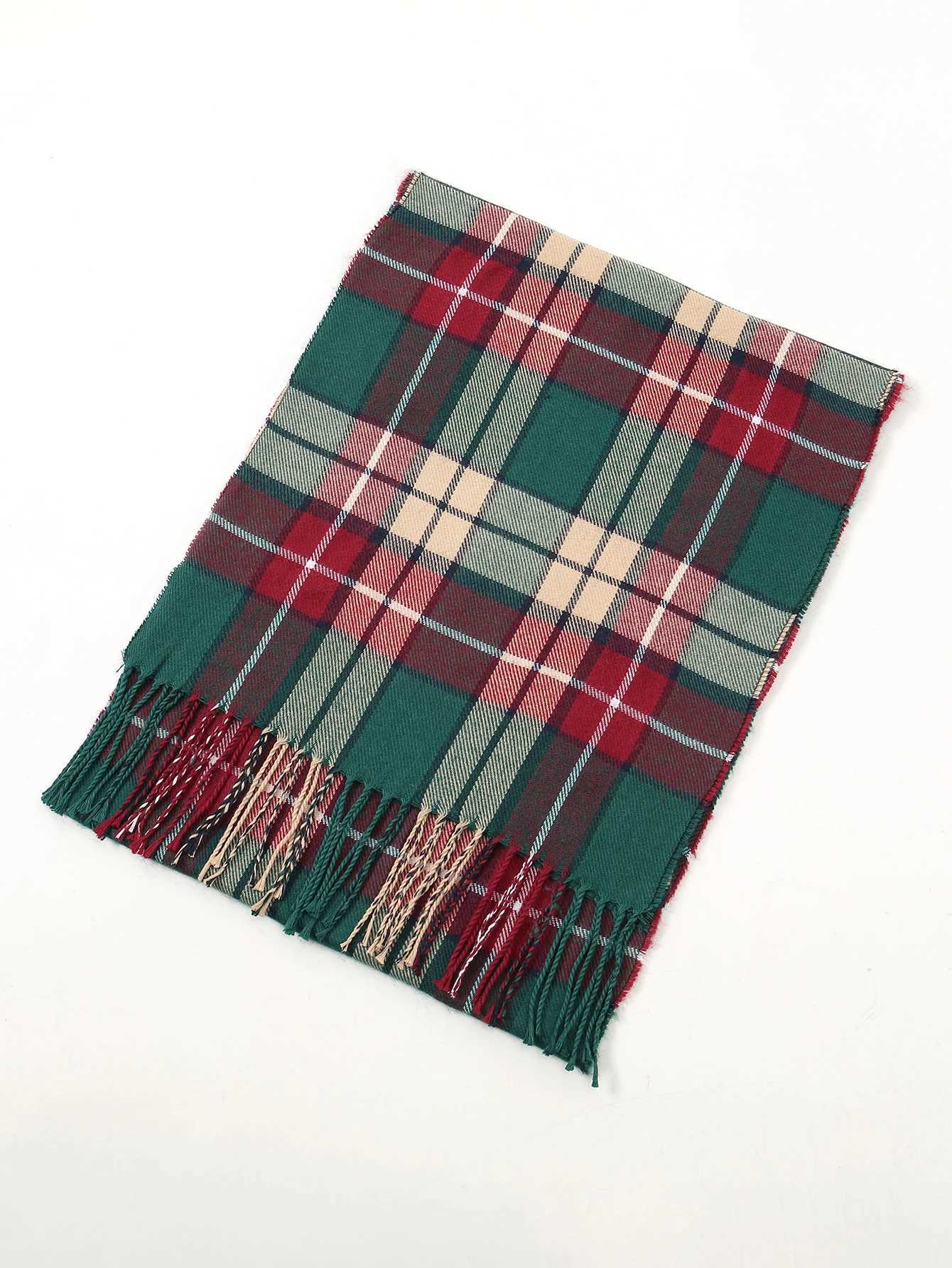 New Warm Cashmere Scarf Grid Design Thick ShAWl LaDY WrAP Tassel Scarves Christmas For Women Knitted NeckscarfW251030