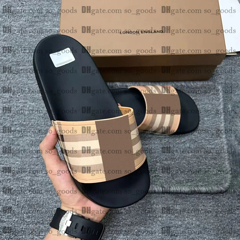 With Box Designer Check Slide Women Men Slippers Vintage Printing Tartan Sandals Outdoor Beach Summer Luxury Sliders