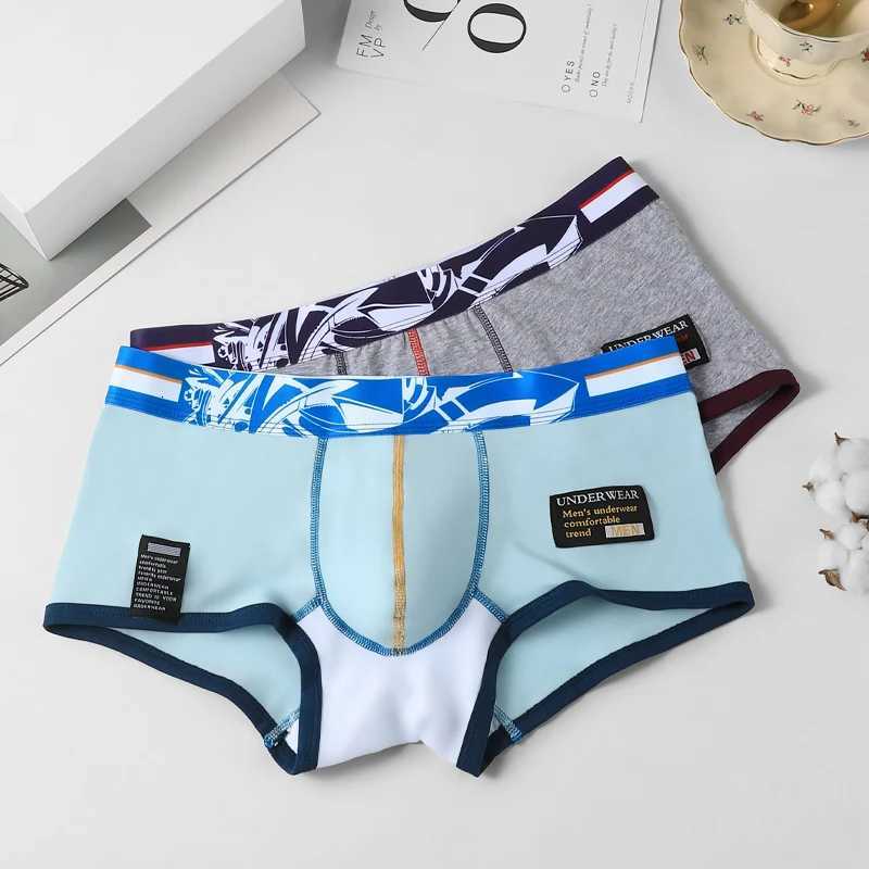 Mens underwear mens trendy printed comfortable four corner pants summer thin flat corner pants mens youth sports shorts sT251031