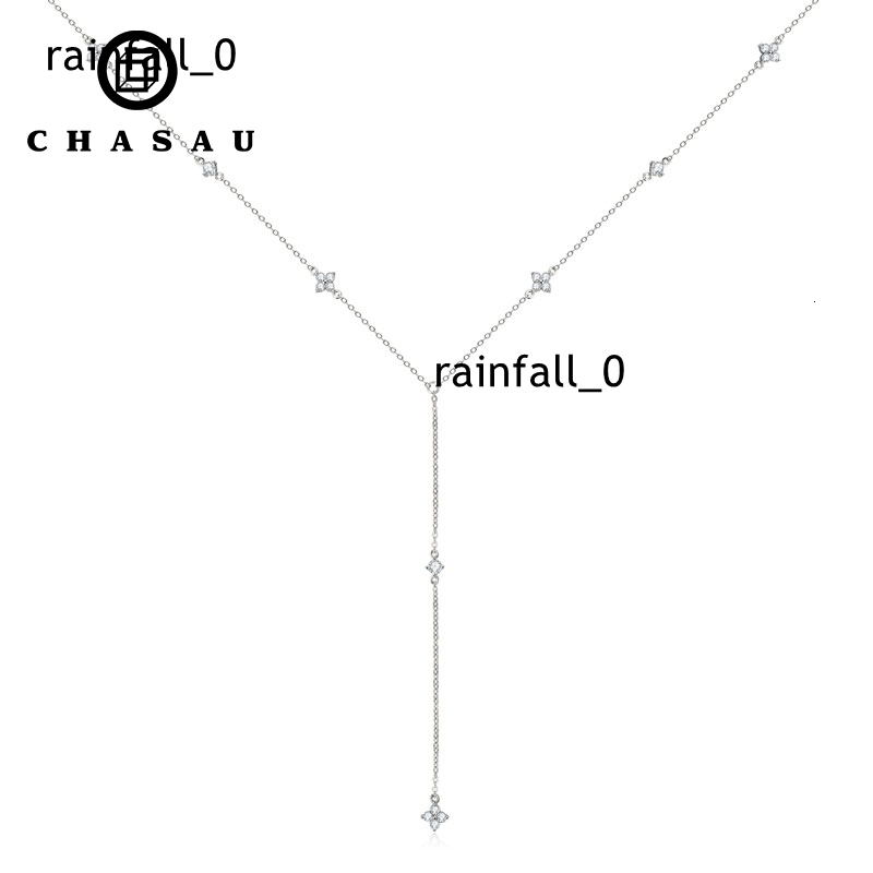 Stylish 925 Silver 2mm 3mm Round Moissanite Fourleaf Clover Fashion Necklace for Women Trendy Clavicle Chain Daily Commute