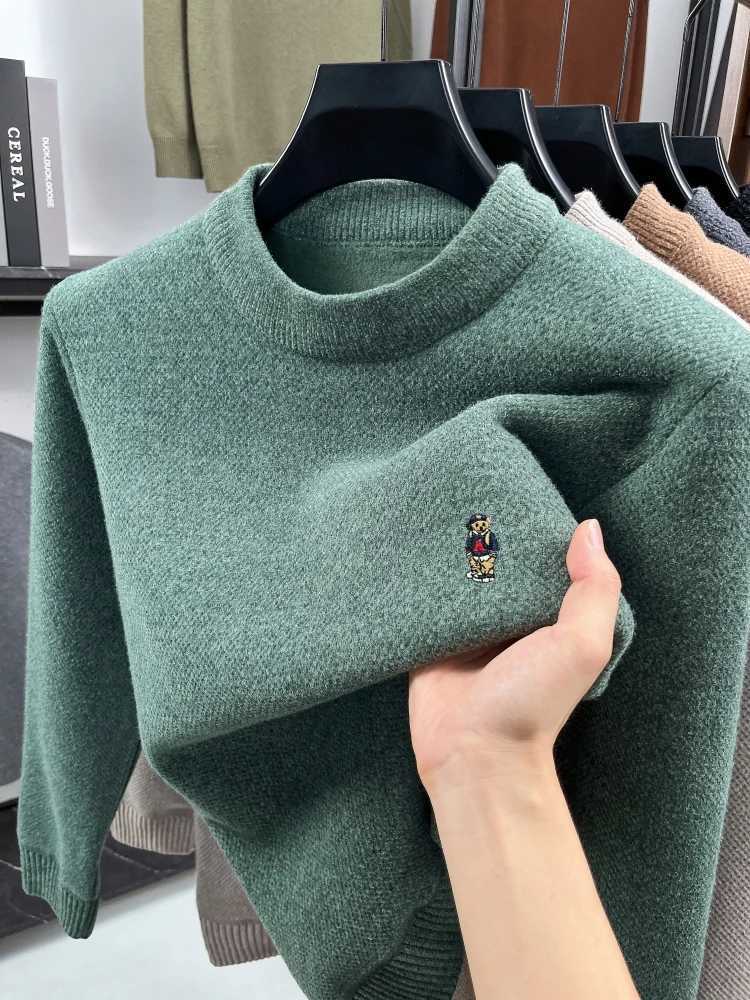 Fashion cartoon bear embroidery luxury brand sweater pullover autumn winter soft comfort knitted round neck casual mens wearT251031