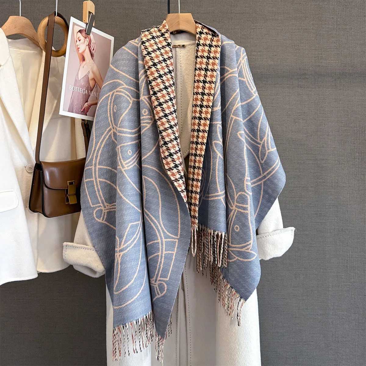 Long Tassels Winter Cashmere Scarf Women Luxury Horse Print Female Shawl Wrap Scarves Lady Thick Warm Blanket Echarpe C251031