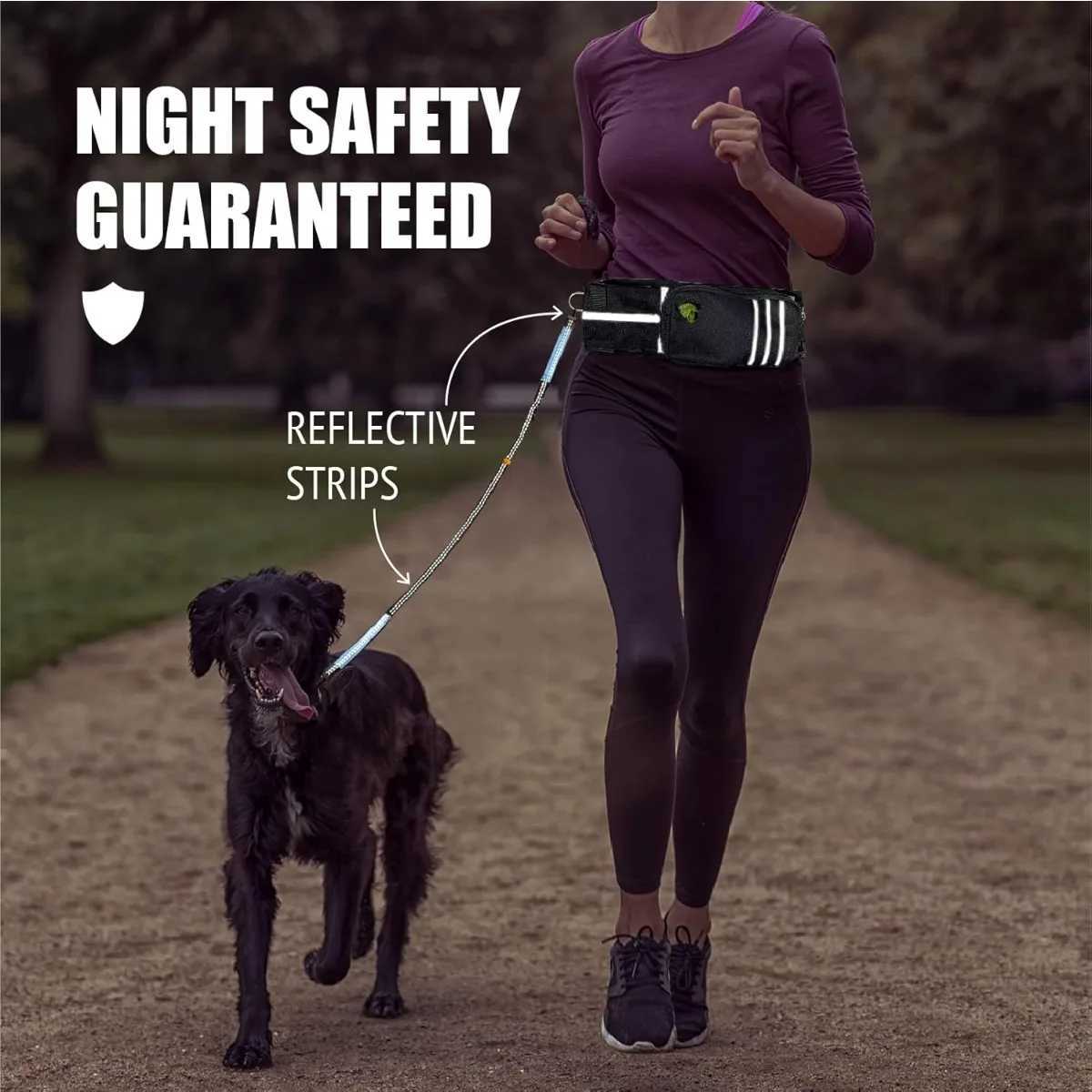 Hands Free Large Dogs Leash with Pouch Retractable Bungee Adjustable Waist Leash for Running Training Dog Exercise Traction Rope C251031