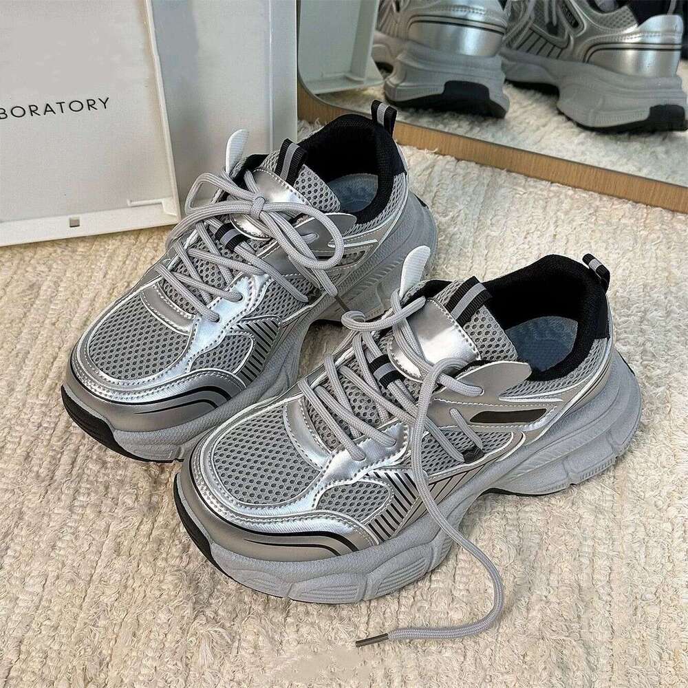 Casual All-Season Double Mesh Breathable Dad Shoes for Designer Shoe Women 2025 New Fashionable Height-Increasing Sneakers