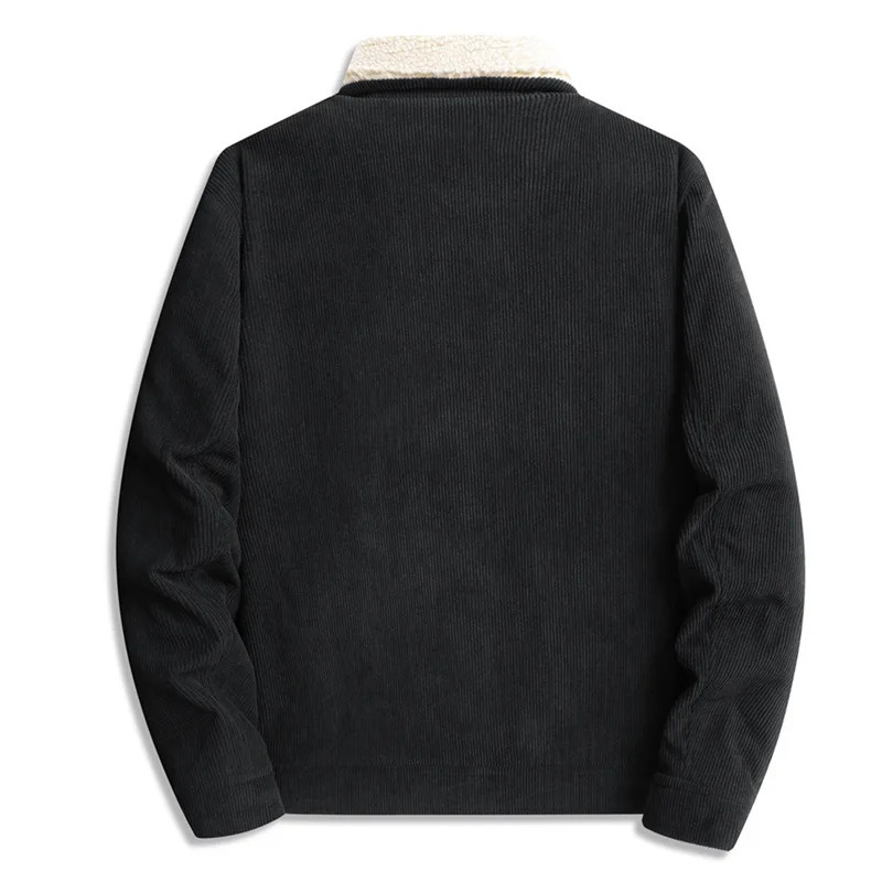 9XL Fashion Men Winter Corduroy Casual Dowm Jackets Man Fluffy Collar Multiple Pockets Cargo Jackets Male Loose Warm Parkas 251028