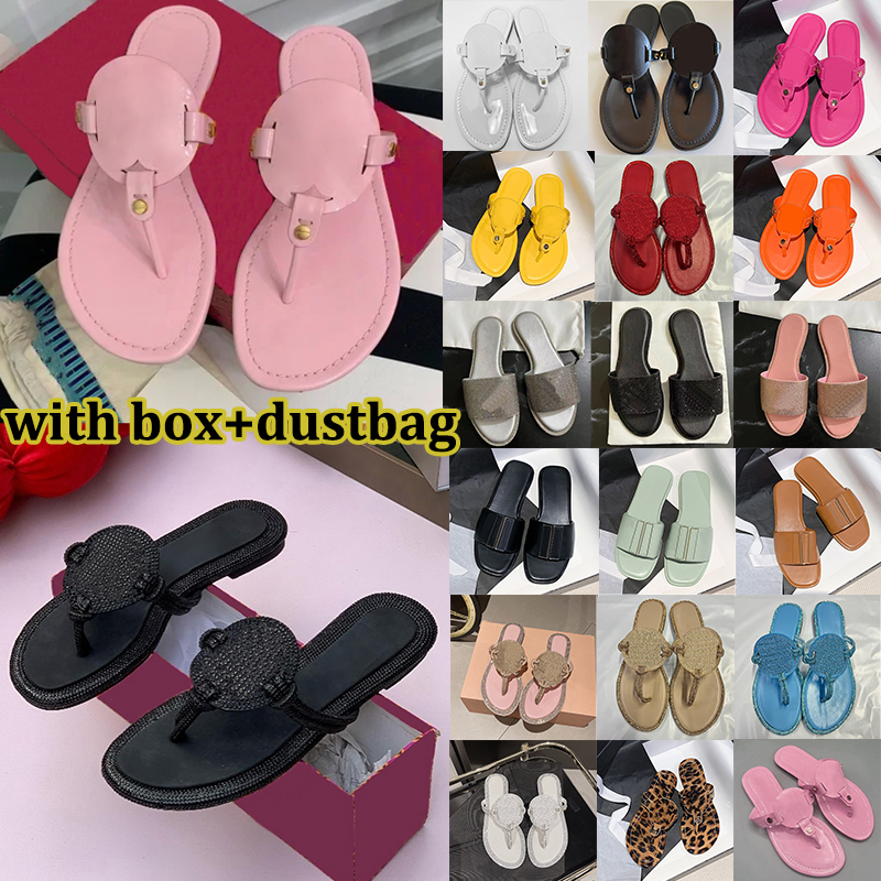 free shipping with box designer sandals Strappy Summer Womens Slides diamoand Sparkling Rhinestones Glossy Patent Leather slippers flip flops black pink