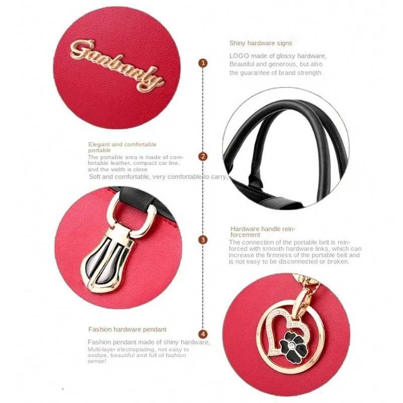 Faux Leather Shoulder Bag Womens Fashion Letter Detail Handbag Double Handle Purse W251031