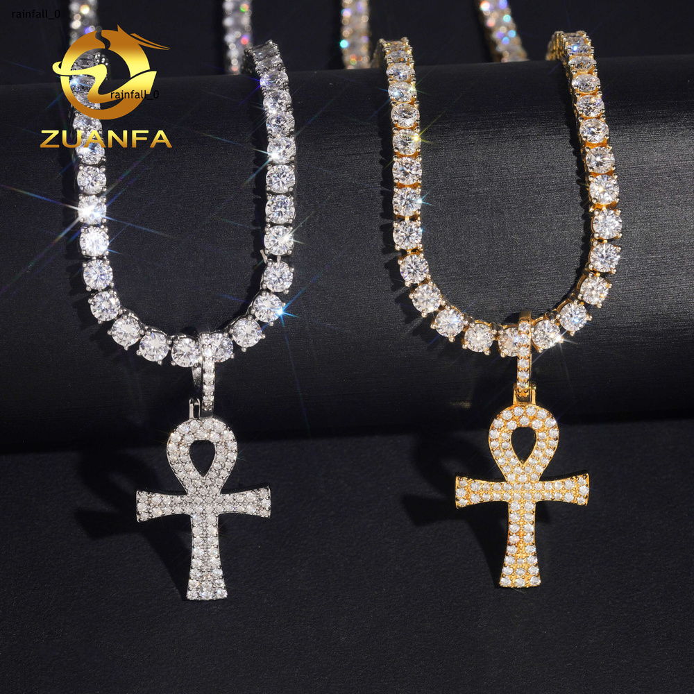 Ready to Ship Hip Hop Moissanite Cross Charms Diamond Jewelry Iced Out 925 Silver VVS Moissanite Cross Pendant GRA Certificate