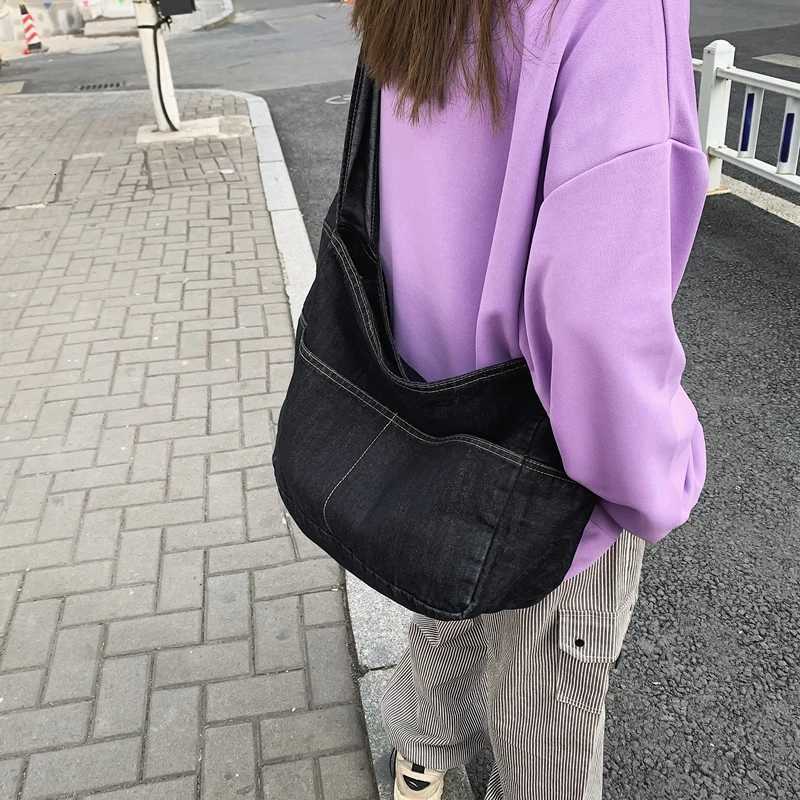 Denim Womens Bag 2022 New Eco Reusable Ladies Handbags Canvas Shopping Travel Shoulder Bags Unisex Jeans Crossbody Bag Shoppers W251031