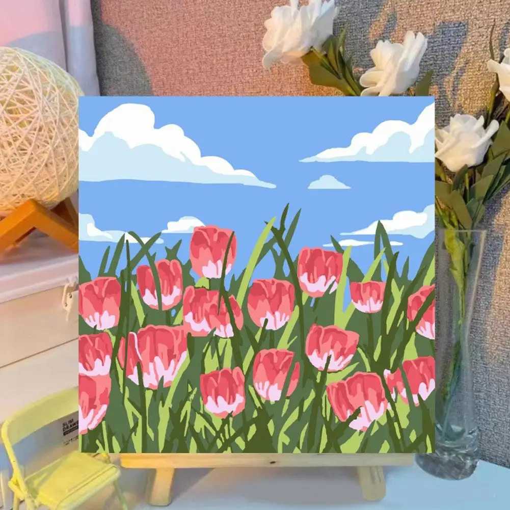 DIY Digital Oil Painting For Rose Flower Hand Painted Oil Painting Coloring by Numbers Acrylic Drawing Modern Wall Home Decor C251031