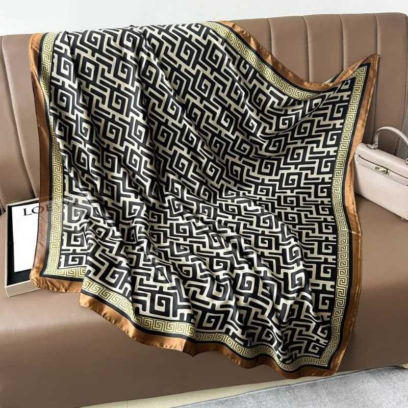 68cm Letter D Printed Scarf Womens Imitation Silk Highend Temperament Scarf Simple and Versatile Headscarf Shawl C251031