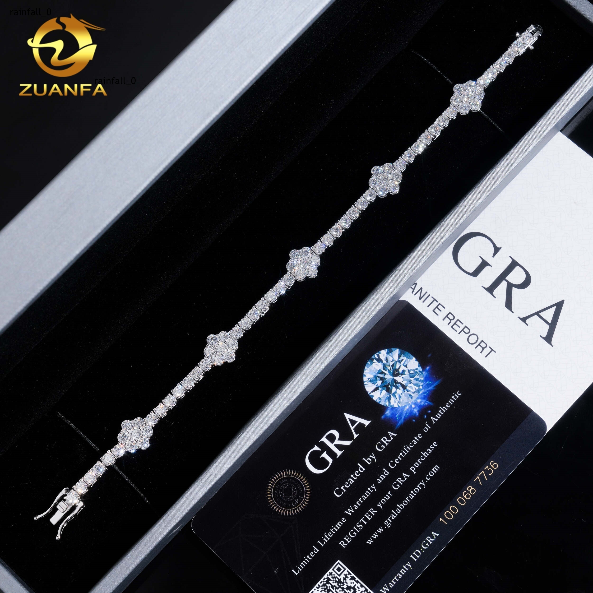 Iced Out 3mm Flower Tennis Bracelet 925 Silver Moissanite Diamond Tennis Fashion Tennis Bracelet Hip Hop Jewelry for Men Women