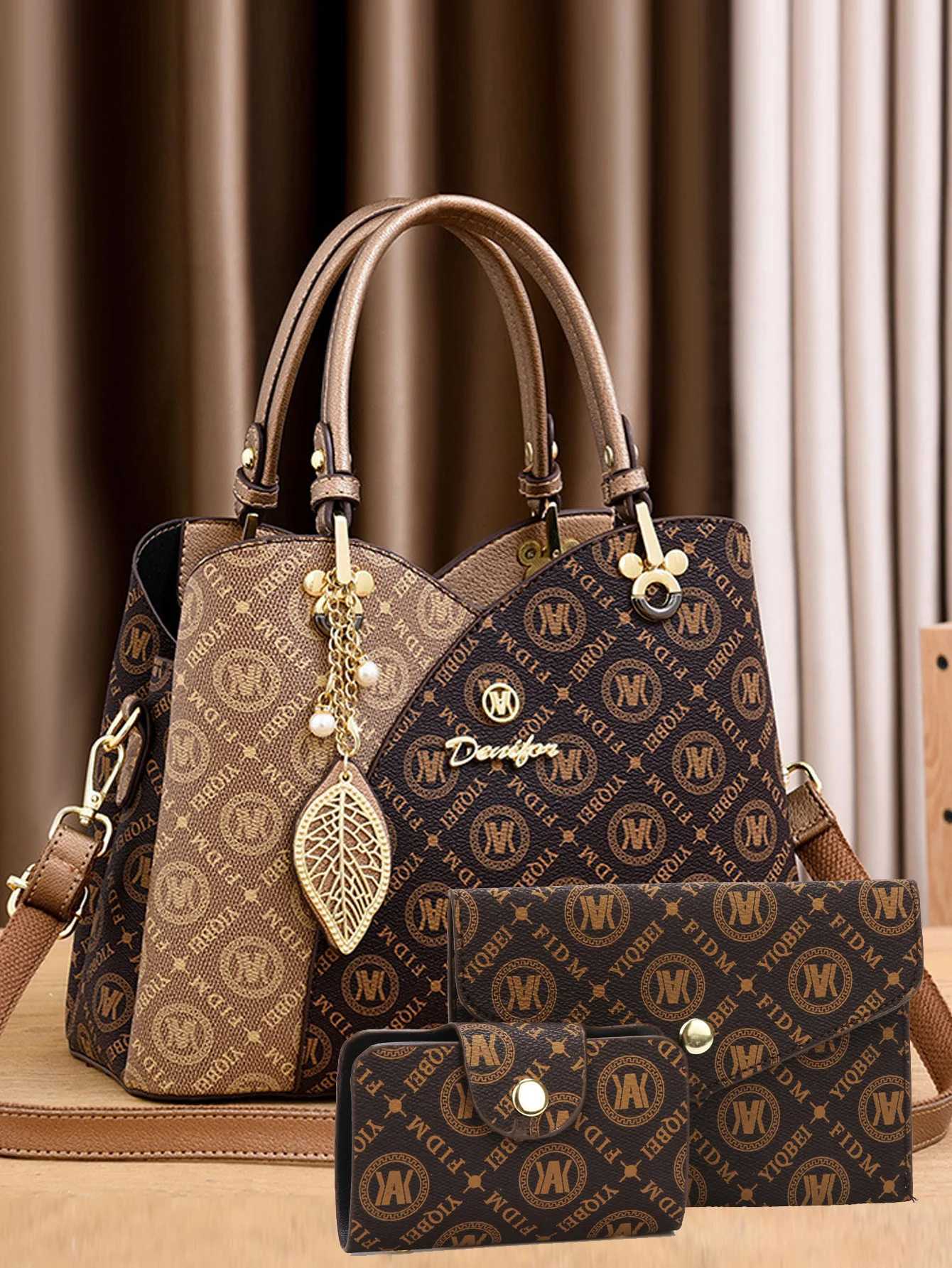 3pcs Set WomenS Tote Bag Classic Large Capacity Elegant Casual Handbag HighQuality Faux Leather Ivory White Magnetic Clos W251031