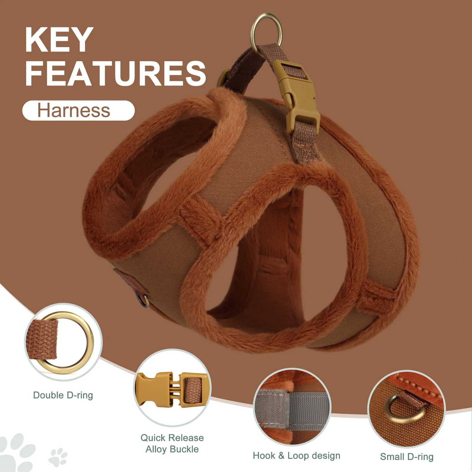 3 Layer Warm Dog Harness Leash Set Soft Padded Dog Harnesses Vest Winter Pet Puppy Walking Vest Lead for Small Medium Dogs Pug C251031