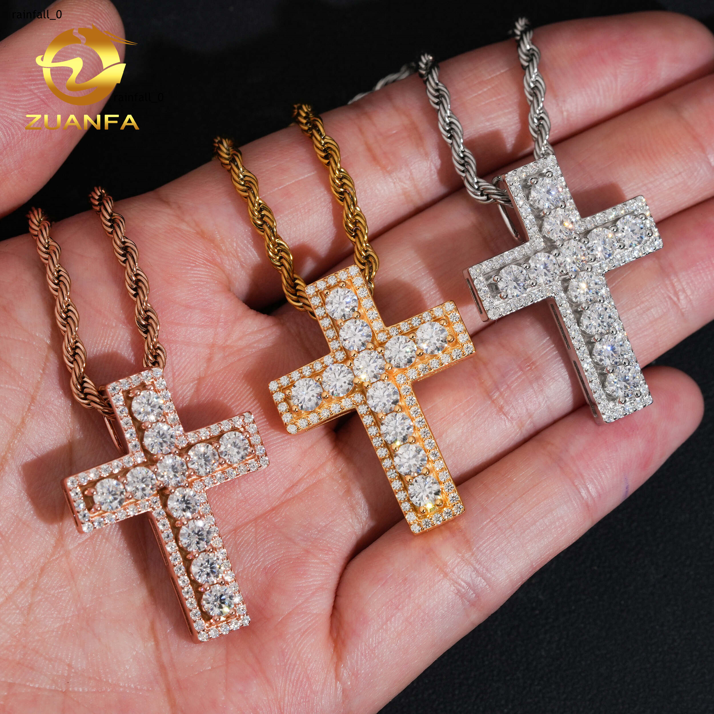 Hip HopJewelry VVS Moissanite Diamond Iced Out Pendant Cross Pendant Silver 925 Moissanite Custom Pendant Instock